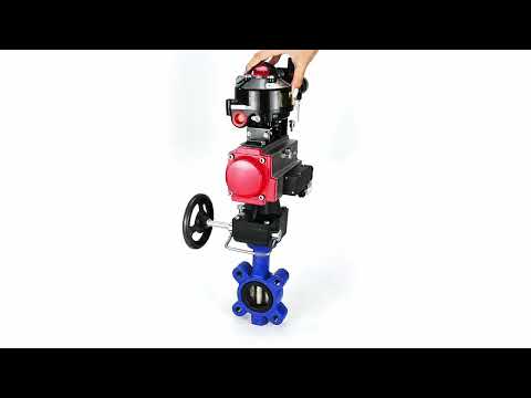 Wasser-Schmetterlingsventil Elephant WBV1616N-2W-Fb-H, Gehäusematerial - Gusseisen QT450, Scheibenmaterial - Gusseisen QT450, Dichtung - NBR, pneumatischer Antrieb PA-DA Doppelwirkung, 4M310-08 24V, LSU APL-510N EX, Handrad MON, ATU AFC2000