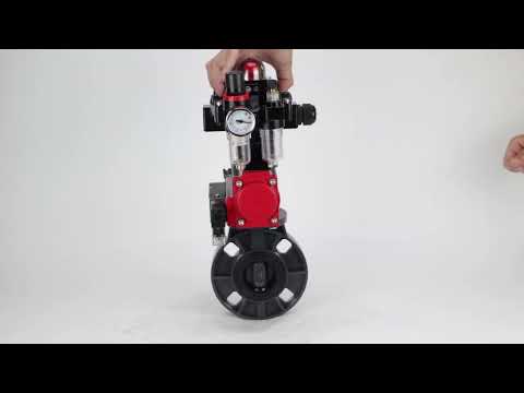 Butterfly valves Elephant WBV4242E-2W-Fb-ISO, body material - UPVC, disc material - UPVC, seal - EPDM, with pneumatic actuator double action PA-DA, pneumatic distributor 4M310-08 24V, LSU APL-410N EX and ATU AFC2000