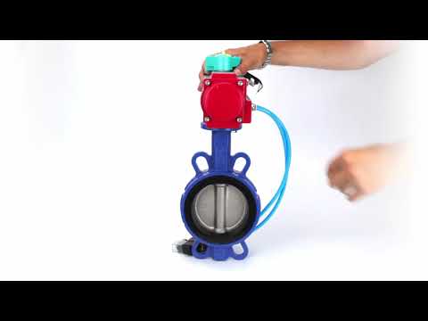 Water Butterfly Valve Elephant WBV3432V-2W-Fb-H DN50-300 16 bar body - WCB carbon steel, disc - 316L stainless steel, seal - Viton, with pneumatic actuator PA-DA-XXX, pneumatic distributor 4V320-08 220V and ALS200D magnetic switch