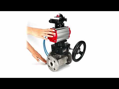 Ball valves Elephant BV3232P(4pc)-FP-3WL-F-ISO-H 16 bar full bore, flanged, body - stainless steel SS316, ISO flange F03/F04-F10/F12, square 9x9-19x19, with pneumatic drive PA-DA, mon/distribution 4V320-10 220V, LSU APL-210N and Doubler MON3-700-T3