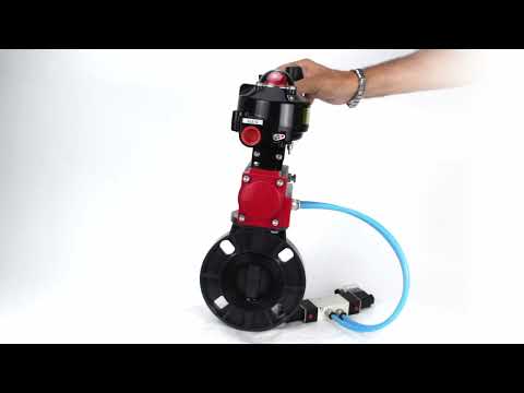 Butterfly valves Elephant WBV4242E-2W-Fb-ISO, body material - UPVC, disc material - UPVC, seal - EPDM, with pneumatic actuator double action PA-DA, pneumatic distributor 4V320-10 220V, LSU APL-510N EX and ATU AFC2000