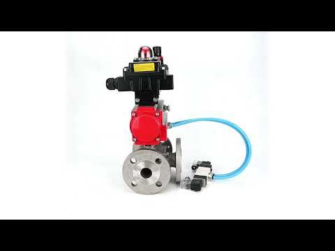 Ball valves Elephant BV3232P(4pc)-FP-3WL-F-ISO-H 16 bar full bore, flanged, body - stainless steel SS316, ISO flange F03/F04-F10/F12, square 9x9-19x19, with pneumatic drive PA-DA, pneumatic distributor 4V320-8 220V, LSU APL-410N EX and ATU AFC