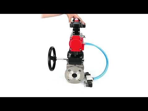 Kugelhähne Elephant BV3232P(2 Stück)-FP-F-ISO-H, Gehäusematerial - Edelstahl AISI 316, Dichtung - PTFE / PTFE / Teflon, mit pneumatischem Doppelwirkungsantrieb PA-DA, 4V320-10 220V, LSU APL-210N, Handrad MON