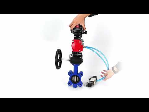 Water Butterfly Valve Elephant WBV1616N-2W-Fb-H, Gehäusematerial - Gusseisen QT450, Scheibenmaterial - Gusseisen QT450, Dichtung - NBR, pneumatischer Antrieb PA-DA Doppelwirkung, 4V320-10 220V, LSU APL-210N, Handrad MON, ATU AFC2000