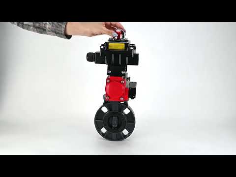 Butterfly valves Elephant WBV4242E-2W-Fb-ISO, body material - UPVC, disc material - UPVC, seal - EPDM, with pneumatic actuator double action PA-DA, pneumatic distributor 4M310-08 220V and LSU APL-410N EX