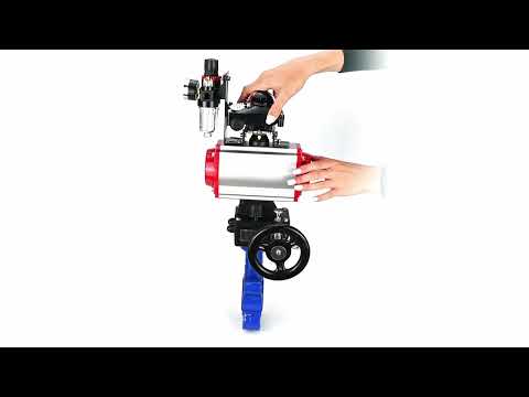 Wasser-Schmetterlingsventil Elephant WBV1616E-2W-Fb-H, Gehäusematerial - Gusseisen QT450, Scheibenmaterial - Gusseisen QT450, Dichtung - EPDM, pneumatischer Antrieb PA-DA Doppelwirkung, 4M310-08 24V, LSU APL-210N, Handrad MON, ATU AFC2000