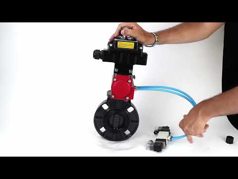 Butterfly valves Elephant WBV4242E-2W-Fb-ISO, body material - UPVC, disc material - UPVC, seal - EPDM, with pneumatic actuator double action PA-DA, pneumatic distributor 4V320-10 220V, LSU APL-410N EX and ATU AFC2000