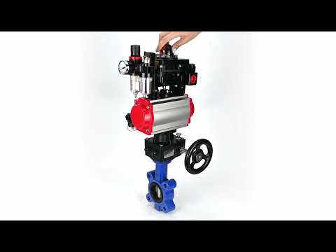 Wasser-Schmetterlingsventil Elephant WBV1616E-2W-Fb-H, Gehäusematerial - Gusseisen QT450, Scheibenmaterial - Gusseisen QT450, Dichtung - EPDM, pneumatischer Antrieb PA-DA Doppelwirkung, 4M310-08 220V, LSU APL-410N EX, Handrad MON, ATU AFC2000