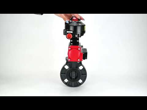 Butterfly valves Elephant WBV4242E-2W-Fb-ISO, body material - UPVC, disc material - UPVC, seal - EPDM, with pneumatic actuator double action PA-DA, pneumatic distributor 4M310-08 24V and LSU APL-510N EX