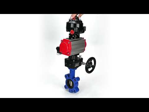 Wasser-Schmetterlingsventil Elephant WBV1616N-2W-Fb-H, Gehäusematerial - Gusseisen QT450, Scheibenmaterial - Gusseisen QT450, Dichtung - NBR, pneumatischer Antrieb PA-DA Doppelwirkung, 4M310-08 24V, LSU APL-510N EX, Handrad MON