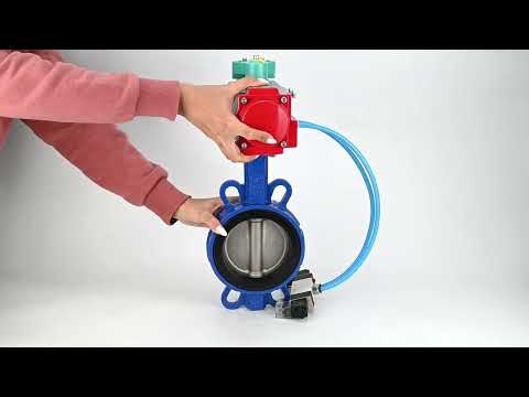 Water Butterfly Valve for abrasive media  Elephant WBV1632E-2W-Fb-H DN40-200 16 bar body - QT450 cast iron, disc - 316L stainless steel, seal - EPDM, with pneumatic actuator PA-DA-XXX, pneumatic distributor 4V320-08 220V and ALS200D magnetic switch