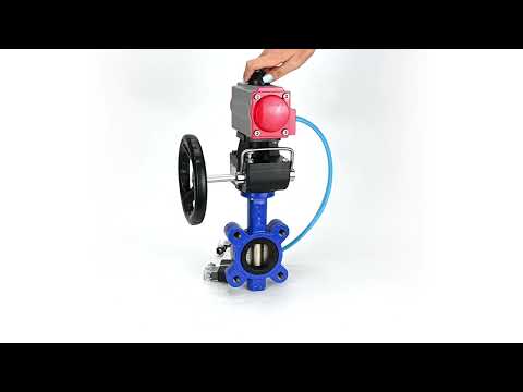 Wasser-Schmetterlingsventil Elephant WBV1616E-2W-Fb-H, Gehäusematerial - Gusseisen QT450, Scheibenmaterial - Gusseisen QT450, Dichtung - EPDM, mit pneumatischem Doppelwirkungsantrieb PA-DA, 4V320-10 220V, Handrad MON
