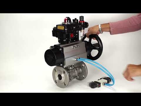 Ball valves Elephant BV3232P(3pc)-FP-F-ISO-H DN65-100 25/40 bar flanged with ISO flange, body - 316 stainless steel, full bore, seal - PTFE, with pneumatic drive PA-DA-105-1, pneumatic distributor 4V320-10 220V, LSU APL-410N Ex, ATU AFC2000