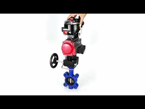 Wasser-Schmetterlingsventil Elephant WBV1616E-2W-Fb-H, Gehäusematerial - Gusseisen QT450, Scheibenmaterial - Gusseisen QT450, Dichtung - EPDM, pneumatischer Antrieb PA-DA Doppelwirkung, 4M310-08 220V, LSU APL-510N EX, Handrad MON, ATU AFC2000