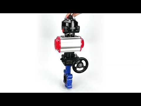 Wasser-Schmetterlingsventil Elephant WBV1616E-2W-Fb-H, Gehäusematerial - Gusseisen QT450, Scheibenmaterial - Gusseisen QT450, Dichtung - EPDM, pneumatischer Antrieb PA-DA Doppelwirkung, 4M310-08 220V, LSU APL-510N EX, Handrad MON