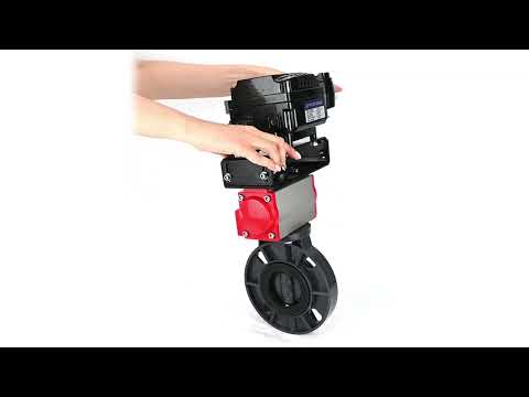 Butterfly valves Elephant WBV4242E-2W-Fb-ISO, body material - UPVC, disc material - UPVC, seal - EPDM, with pneumatic actuator double action PA-DA and electro-pneumatic rotary positioner YT-1000RSN without feedback