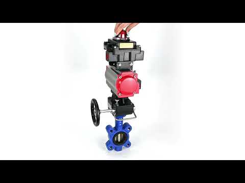 Wasser-Schmetterlingsventil Elephant WBV1616E-2W-Fb-H, Gehäusematerial - Gusseisen QT450, Scheibenmaterial - Gusseisen QT450, Dichtung - EPDM, pneumatischer Antrieb PA-DA Doppelwirkung, 4M310-08 220V, LSU APL-410N EX, Handrad MON