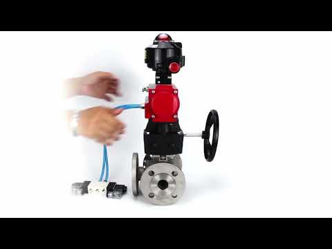 Ball valves Elephant BV3232P(4pc)-FP-3WL-F-ISO-H 16 bar full bore, flanged, body - stainless steel SS316, ISO flange F03/F04-F10/F12, square 9x9-19x19, with pneumatic drive PA-DA, mon/distributor 4V320-8 220V, LSU APL-510N EX and Doubler MON3-700-T38-ISO