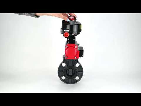 Butterfly valves Elephant WBV4242E-2W-Fb-ISO, body material - UPVC, disc material - UPVC, seal - EPDM, with pneumatic actuator double action PA-DA, pneumatic distributor 4M310-08 220V and LSU APL-510N EX