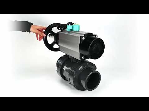 Ball valves Elephant BV4242E-FP-GRM-ISO, body material - UPVC, ball material - UPVC, seal - EPDM, with pneumatic actuator double action PA-DA-105-1, pneumatic distributor 4M310-08 220V and magnetic switch ALS200D