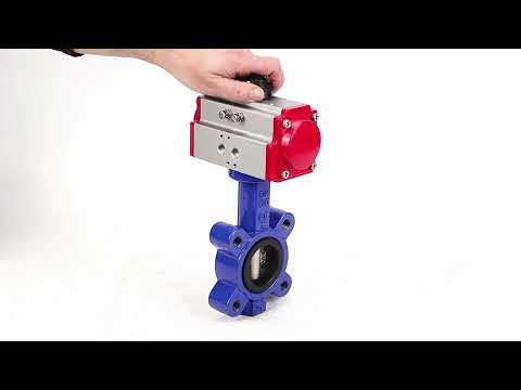 Wasser-Schmetterlingsventil Elephant WBV1616E-2W-Fb-H, Gehäusematerial - Gusseisen QT450, Scheibenmaterial - Gusseisen QT450, Dichtung - EPDM, mit pneumatischem Doppelwirkungsantrieb PA-DA