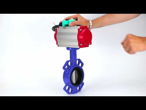 Water Butterfly Valve Elephant WBV1432N-2W-Fb-H DN40-300 16 bar body - GGG50 cast iron, disc - 316L stainless steel, seal - NBR, with pneumatic actuator PA-DA-XXX, pneumatic distributor 4M310-08 NAMUR 24V and ALS200D magnetic switch