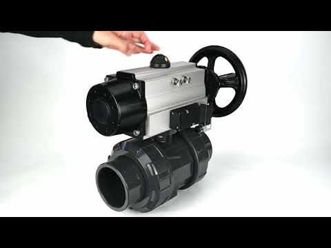 Ball valves Elephant BV4242E-FP-GRM-ISO, body material - UPVC, ball material - UPVC, seal - EPDM, with pneumatic actuator double action PA-DA-105-1 and pneumatic distributor 4M310-08 220V