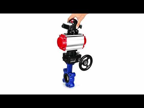 Wasser-Schmetterlingsventil Elephant WBV1616E-2W-Fb-H, Gehäusematerial - Gusseisen QT450, Scheibenmaterial - Gusseisen QT450, Dichtung - EPDM, mit pneumatischem Doppelwirkungsantrieb PA-DA, Handrad MON, LSU APL-210N