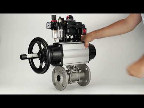 Ball valves Elephant BV3232P(3pc)-FP-F-ISO-H DN65-100 25/40 bar flanged with ISO flange, body - 316 stainless steel, full bore, seal - PTFE, with pneumatic drive PA-DA-105-1, pneumatic distributor 4M310-08 24V, LSU APL-410N Ex, ATU AFC2000