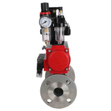 Kugelhahn aus Edelstahl Elephant ksfpt-304-180-sa-4m310-24v-apl210n-afc2000, Gehäusematerial - Edelstahl AISI 304, Kugelmaterial - Edelstahl AISI 304, Dichtung - PTFE, pneumatisch betätigt