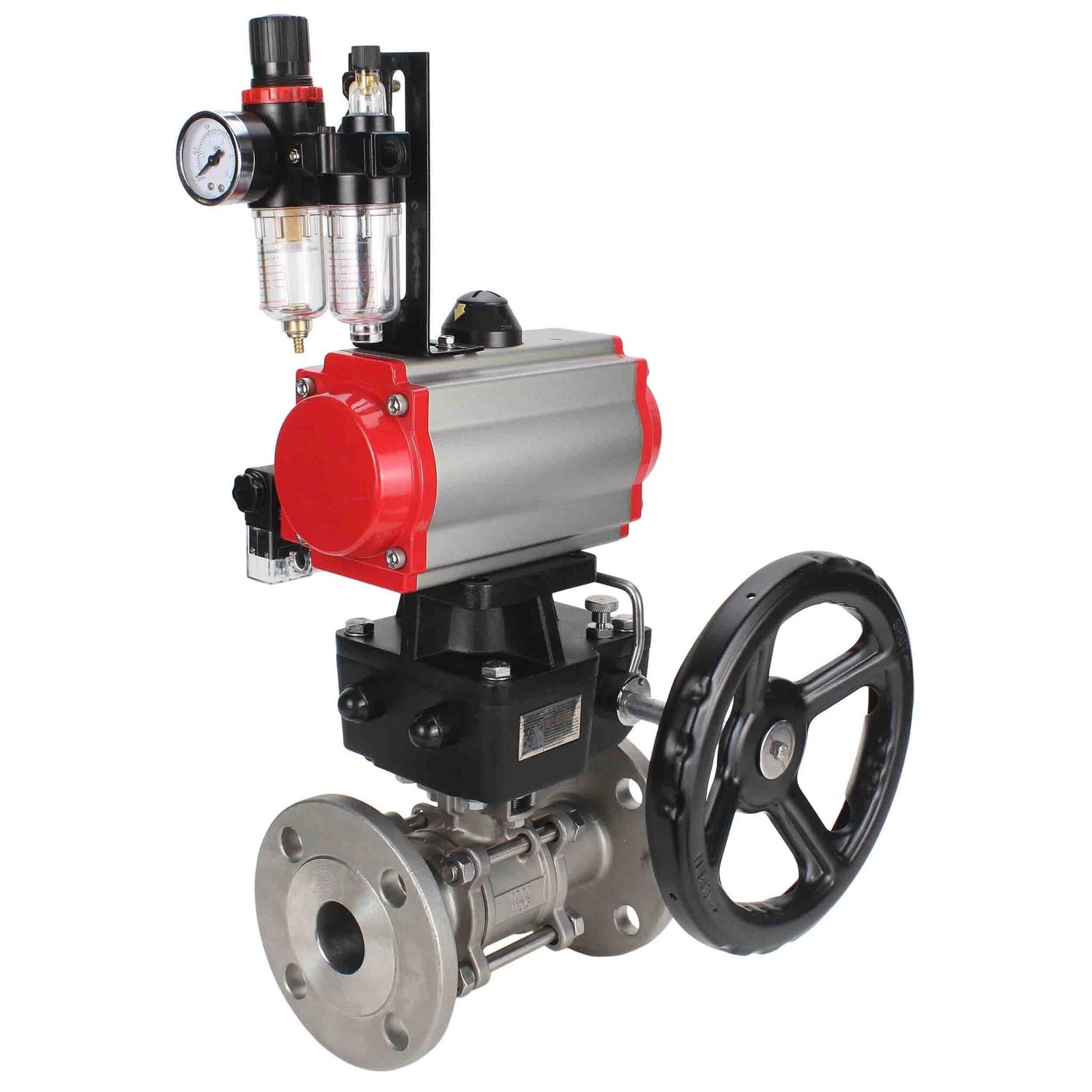 Kugelhahn aus Edelstahl Elephant ksfpt-316-180-da-4m310-24v-hdm-afc2000, Gehäusematerial - Edelstahl AISI 316, Kugelmaterial - Edelstahl AISI 316, Dichtung - PTFE, pneumatisch betätigter Antrieb