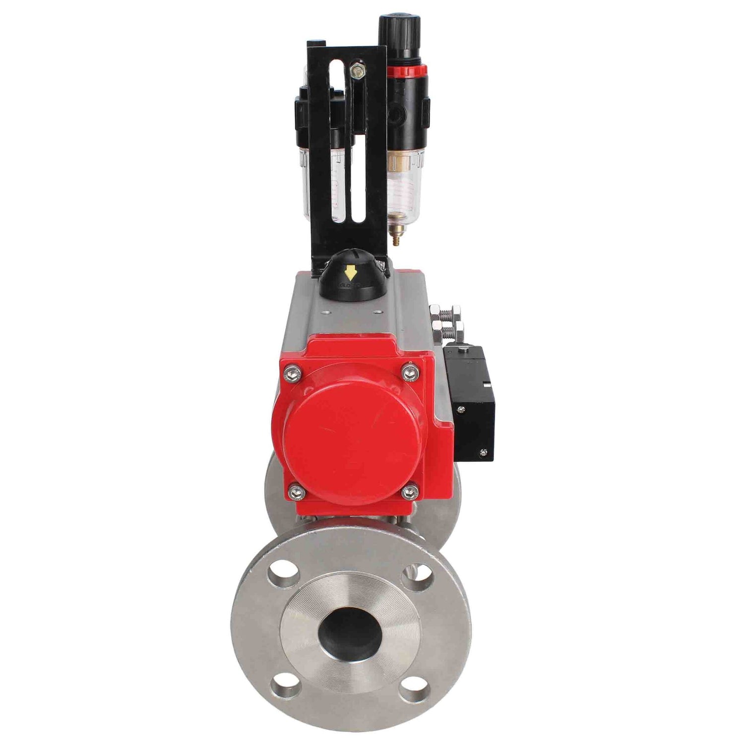 Kugelhahn aus Edelstahl Elephant ksfpt-304-180-da-4m310-24v-afc2000, Gehäusematerial - Edelstahl AISI 304, Kugelmaterial - Edelstahl AISI 304, Dichtung - PTFE, pneumatisch betätigter Antrieb