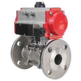 Kugelhahn aus Edelstahl Elephant ksfpt-316-180-da-4m310-24v, Gehäusematerial - Edelstahl AISI 316, Kugelmaterial - Edelstahl AISI 316, Dichtung - PTFE, pneumatisch betätigt