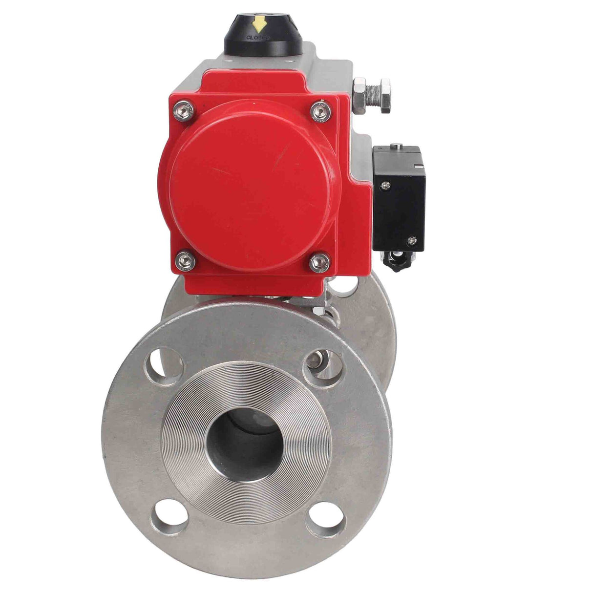 Kugelhahn aus Edelstahl Elephant ksfpt-316-180-sa-4m310-24v, Gehäusematerial - Edelstahl AISI 316, Kugelmaterial - Edelstahl AISI 316, Dichtung - PTFE, pneumatisch betätigt