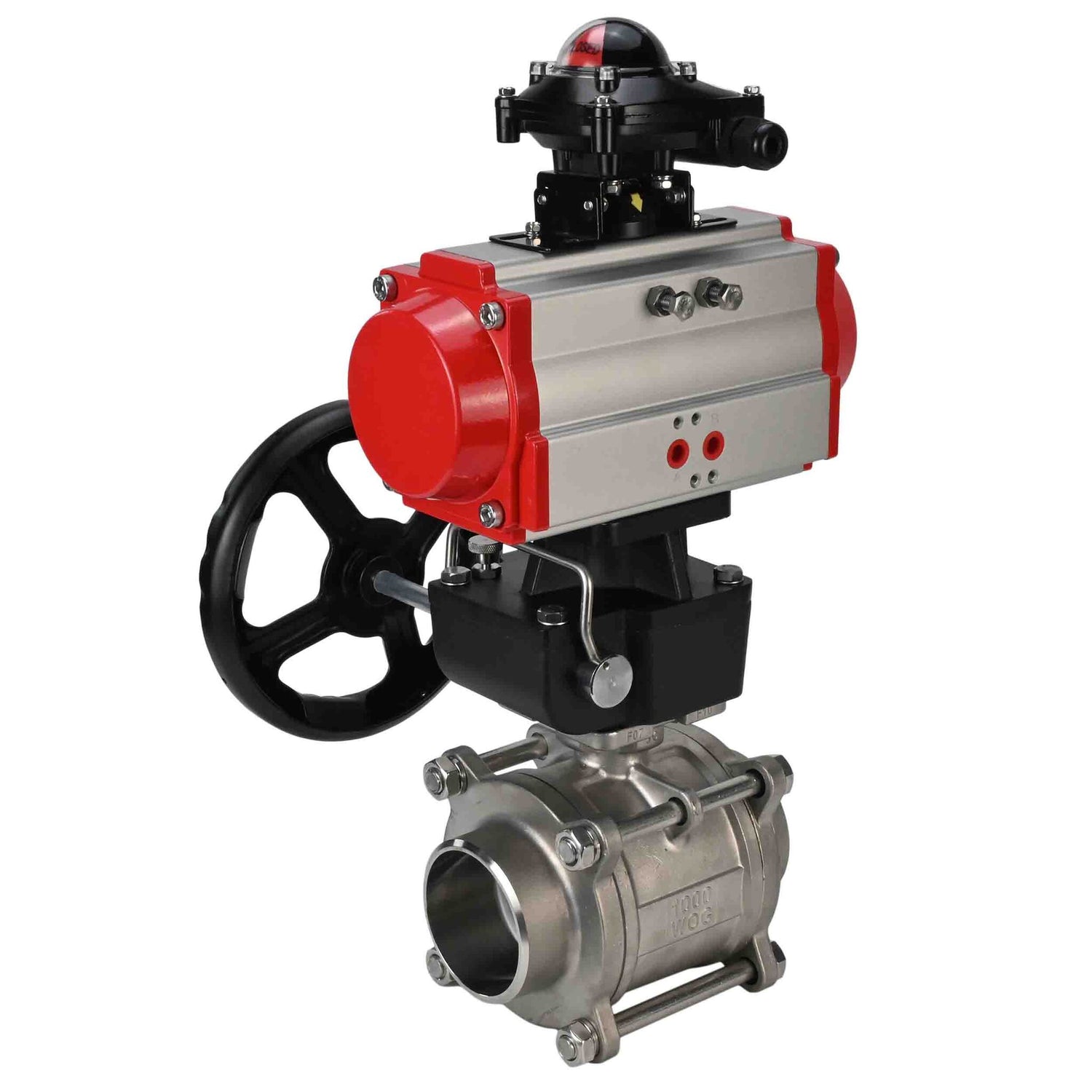 Kugelhahn aus Edelstahl Elephant kshpp-316200-da-apl210n-hdm, Gehäusematerial - Edelstahl AISI 316, Kugelmaterial - Edelstahl AISI 316, Dichtung - PTFE, pneumatisch betätigt