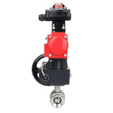 Edelstahl-Kugelhahn Elephant BVMP.316.230-ISO 914 PSI, mit Gewinde, voller Durchgang, Gehäusematerial - Edelstahl AISI 316, mit doppeltwirkendem pneumatischem Antrieb Elephant DA, Endschalterblock APL-410N EX, Handnotbetätigung HDM