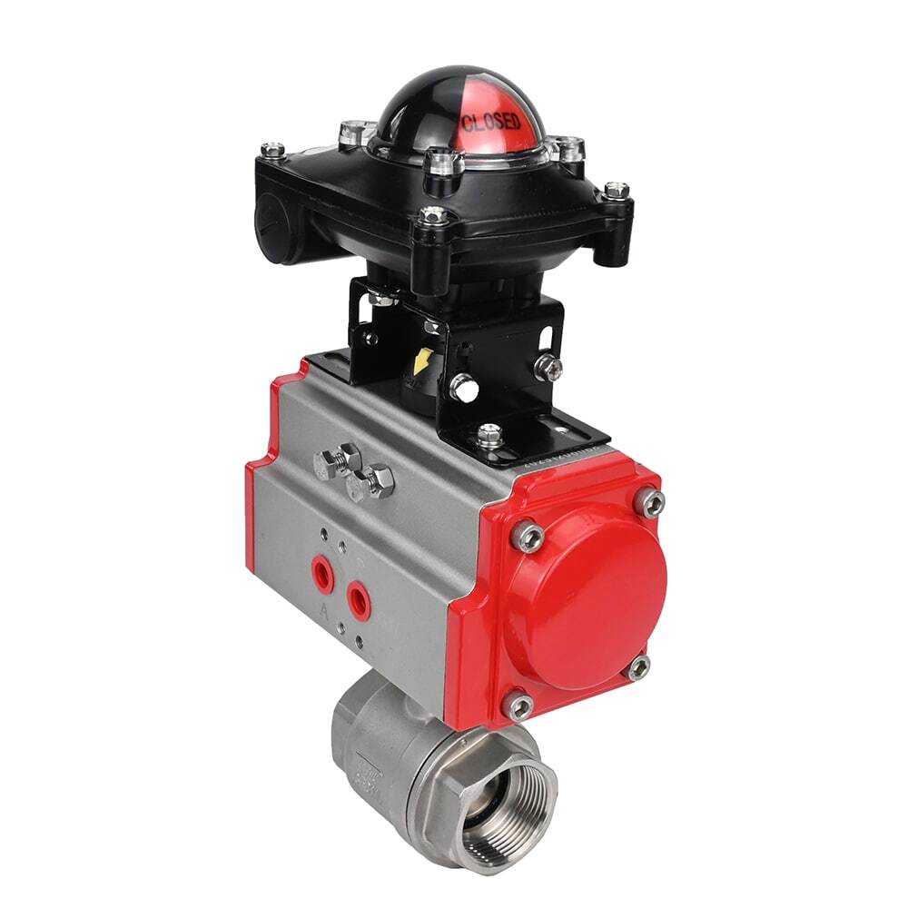 Kugelhahn aus Edelstahl Elephant kshmp316-elephant-da-apl210n, Gehäusematerial - Edelstahl AISI 316, Kugelmaterial - Edelstahl AISI 316, Dichtung - PTFE, pneumatisch betätigt