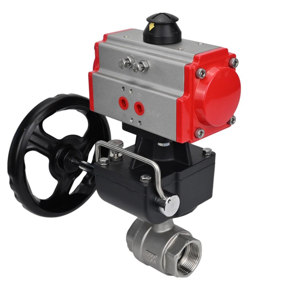 Kugelhahn aus Edelstahl Elephant kshmp316-elephant-da-hdm, Gehäusematerial - Edelstahl AISI 316, Kugelmaterial - Edelstahl AISI 316, Dichtung - PTFE, pneumatisch betätigt