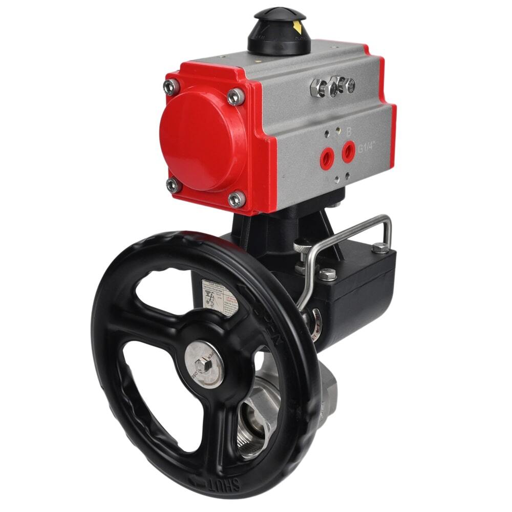 Kugelhahn aus Edelstahl Elephant kshmp316-elephant-da-hdm, Gehäusematerial - Edelstahl AISI 316, Kugelmaterial - Edelstahl AISI 316, Dichtung - PTFE, pneumatisch betätigt