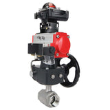 Kugelhahn aus Edelstahl Elephant kshmp316-elephant-da-4m310-24v-apl-210n-hdm, Gehäusematerial - Edelstahl AISI 316, Kugelmaterial - Edelstahl AISI 316, Dichtung - PTFE, pneumatisch betätigt