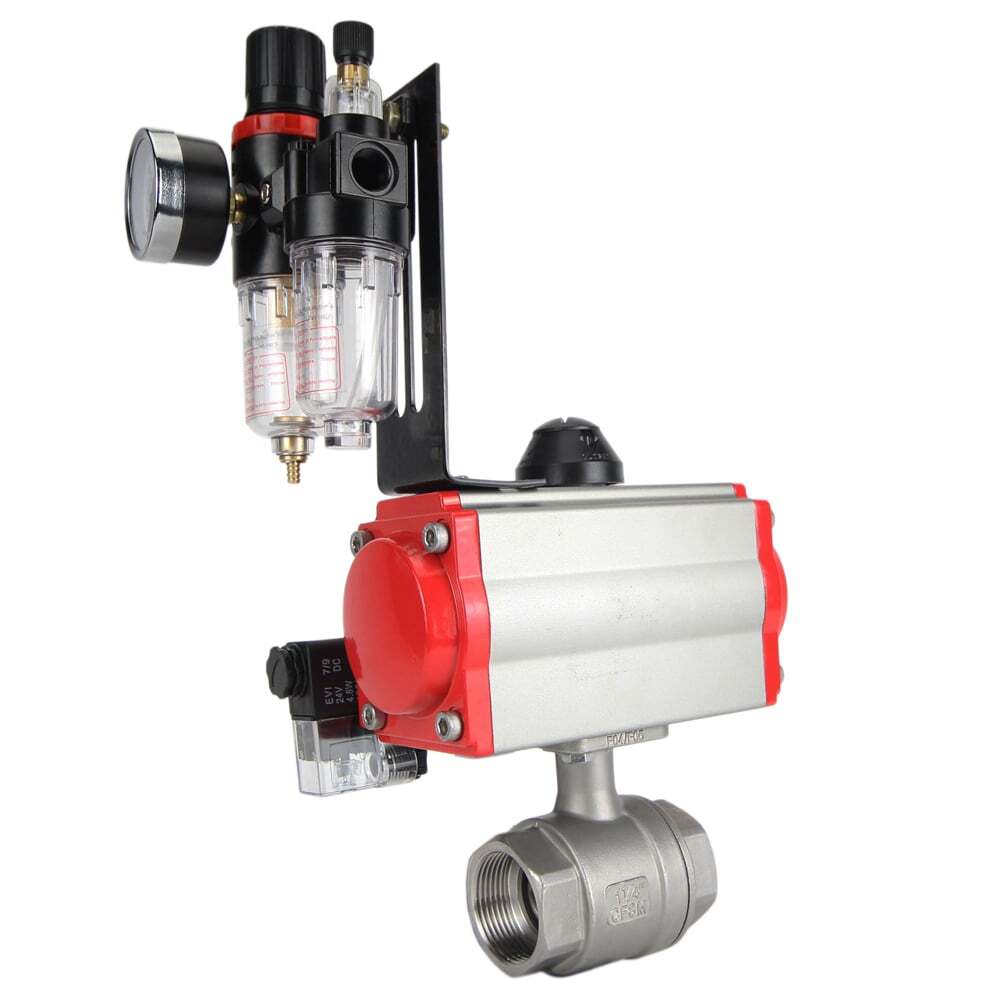 Kugelhahn aus Edelstahl Elephant kshmp316-elephant-da-4m310-110/220-afc2000, Gehäusematerial - Edelstahl AISI 316, Kugelmaterial - Edelstahl AISI 316, Dichtung - PTFE, pneumatisch betätigter Antrieb