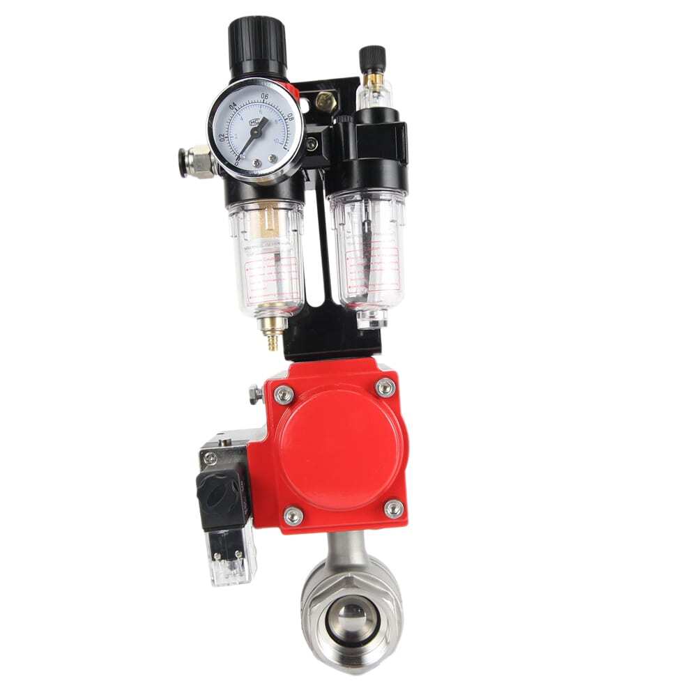 Kugelhahn aus Edelstahl Elephant kshmp316-elephant-da-4m310-110/220-afc2000, Gehäusematerial - Edelstahl AISI 316, Kugelmaterial - Edelstahl AISI 316, Dichtung - PTFE, pneumatisch betätigter Antrieb