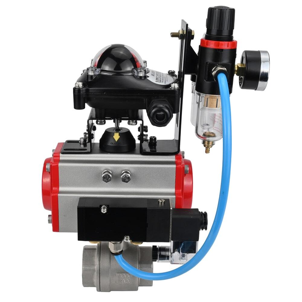Kugelhahn aus Edelstahl Elephant kshmp316-elephant-sa-4m310-24-apl210n-afc2000, Gehäusematerial - Edelstahl AISI 316, Kugelmaterial - Edelstahl AISI 316, Dichtung - PTFE, pneumatisch betätigter Antrieb
