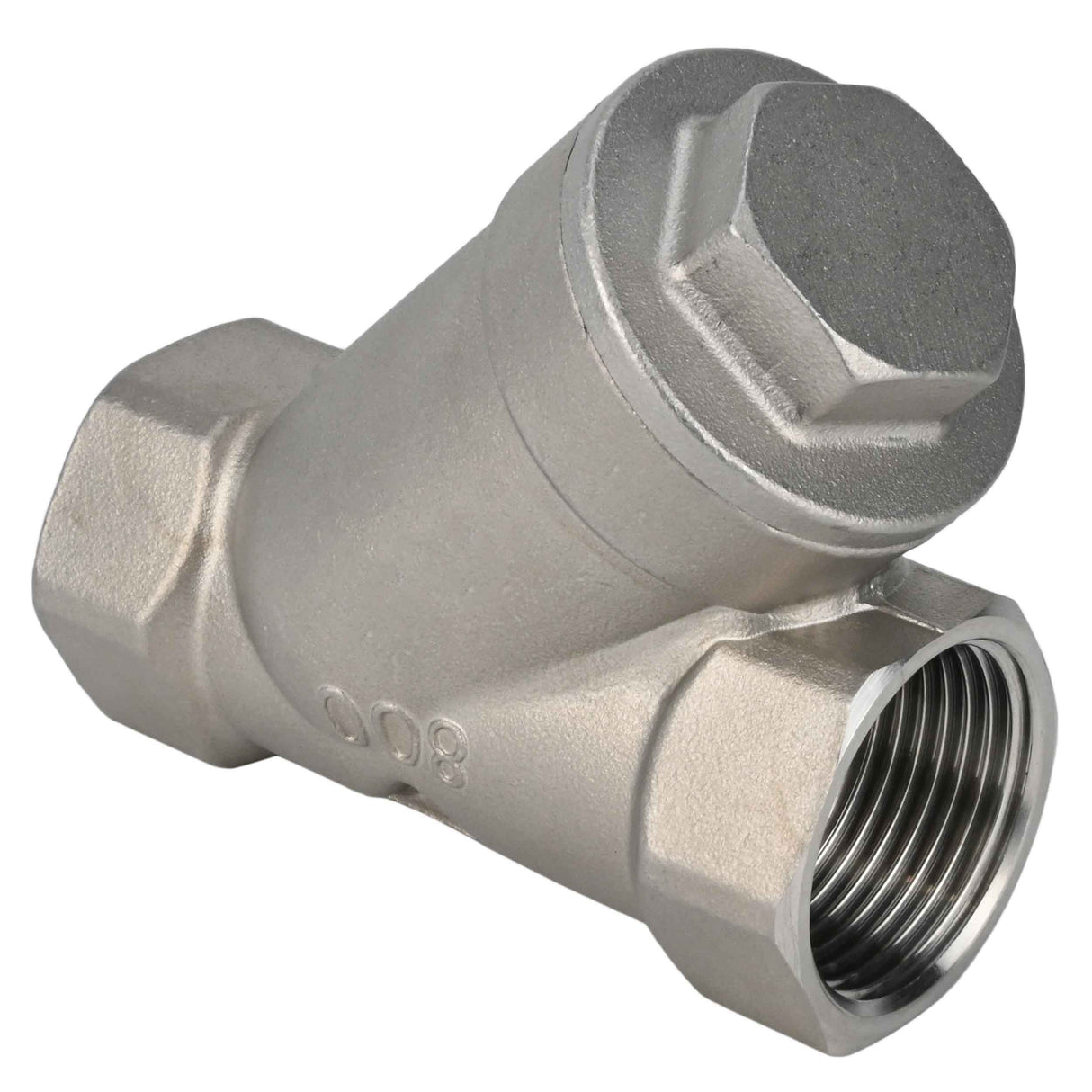 Feder-Rückschlagventil Elephant VCSY3232P-T Y-förmig, Gehäusematerial - Edelstahl AISI 316, Verriegelungsgehäusematerial - Edelstahl 316, Dichtung - PTFE, Gewinde