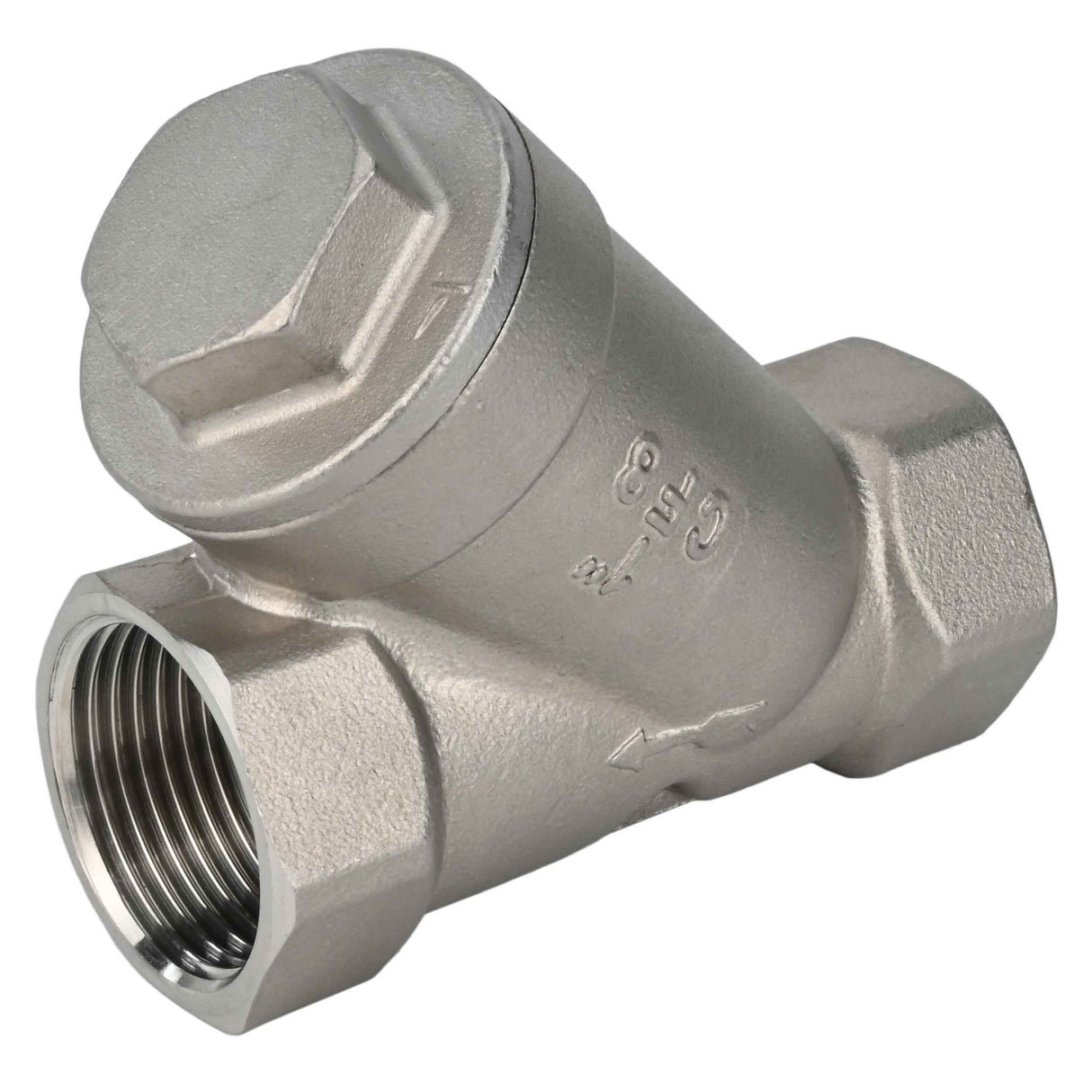 Feder-Rückschlagventil Elephant VCSY3232P-T Y-förmig, Gehäusematerial - Edelstahl AISI 316, Verriegelungsgehäusematerial - Edelstahl 316, Dichtung - PTFE, Gewinde