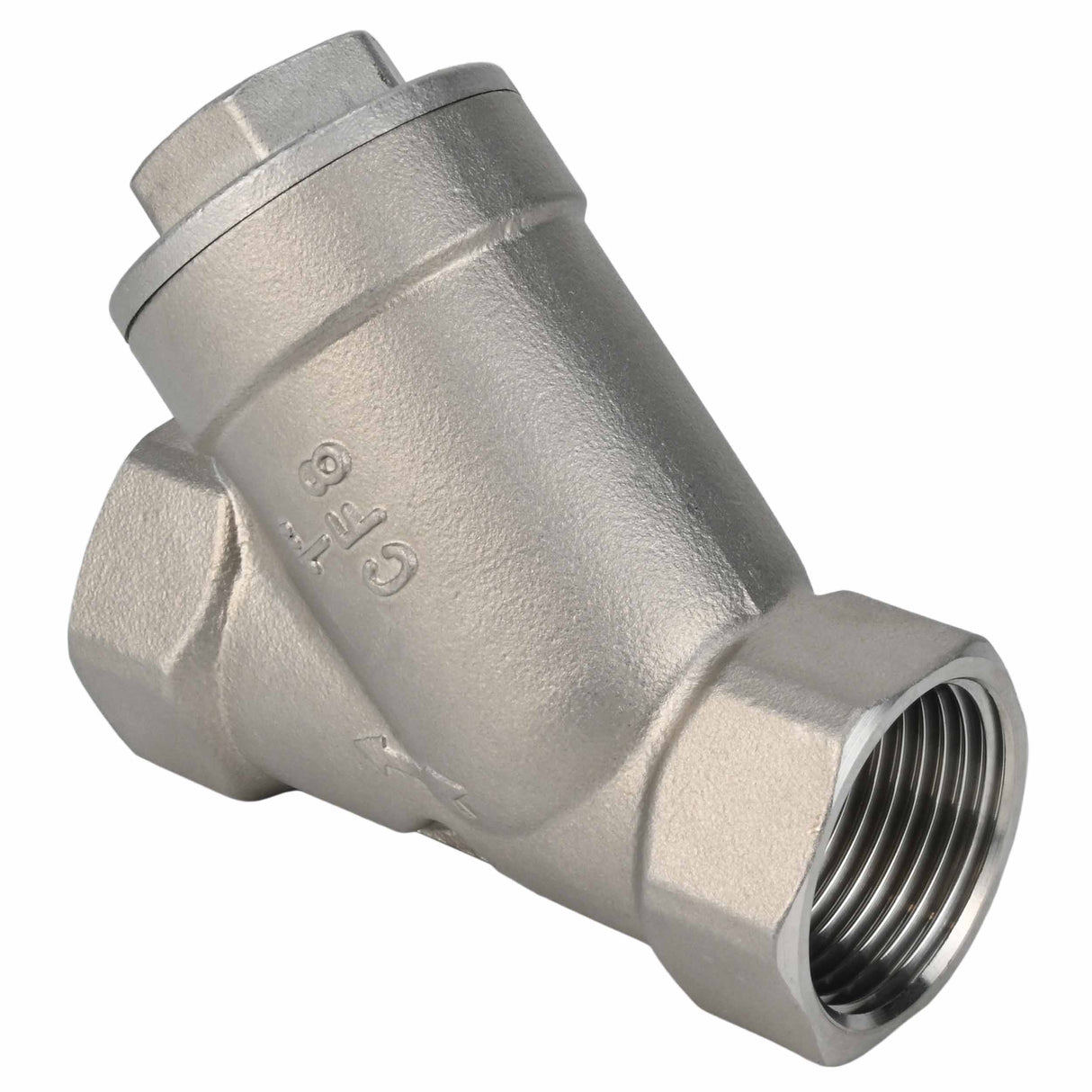 Feder-Rückschlagventil Elephant VCSY3232P-T Y-förmig, Gehäusematerial - Edelstahl AISI 316, Verriegelungsgehäusematerial - Edelstahl 316, Dichtung - PTFE, Gewinde