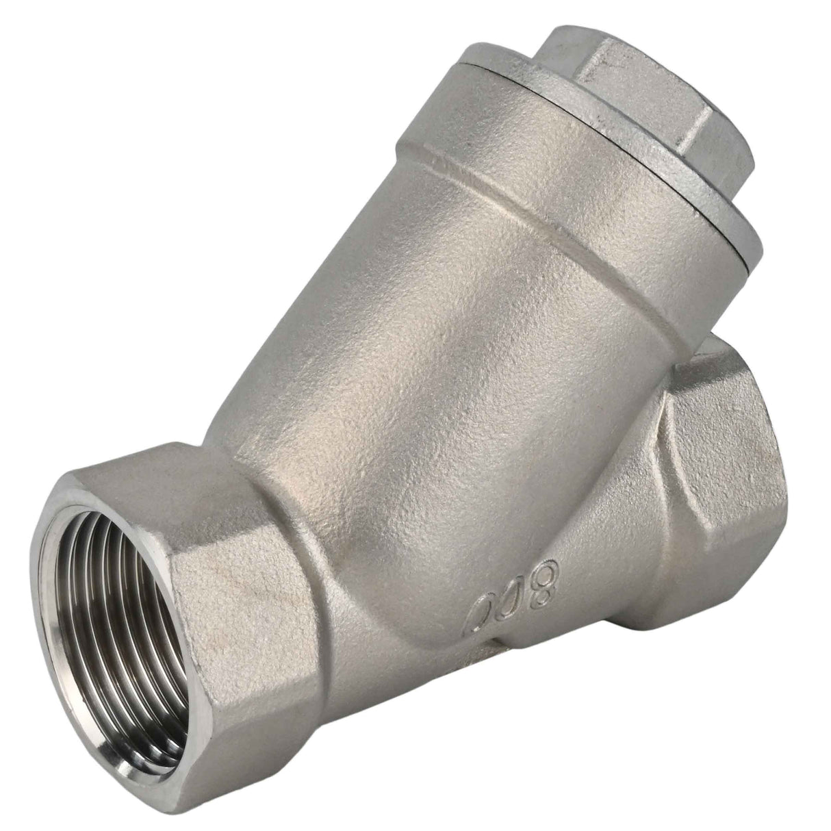 Feder-Rückschlagventil Elephant VCSY3232P-T Y-förmig, Gehäusematerial - Edelstahl AISI 316, Verriegelungsgehäusematerial - Edelstahl 316, Dichtung - PTFE, Gewinde
