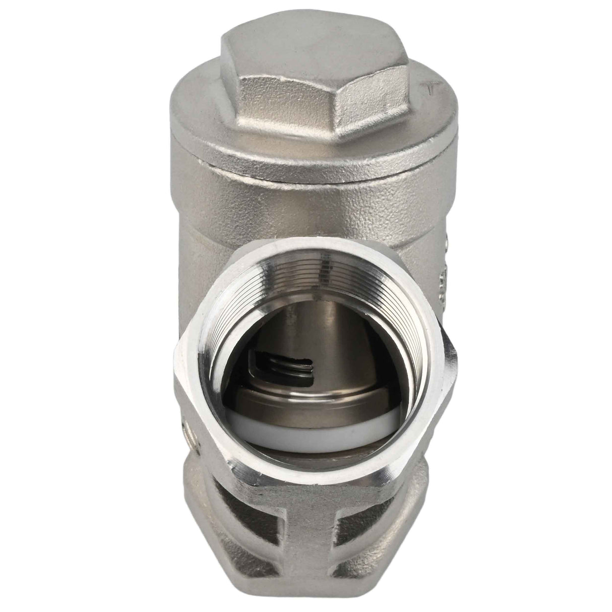 Feder-Rückschlagventil Elephant VCSY3232P-T Y-förmig, Gehäusematerial - Edelstahl AISI 316, Verriegelungsgehäusematerial - Edelstahl 316, Dichtung - PTFE, Gewinde
