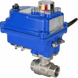 Edelstahl-Kugelhahn Elephant BVMP.316.230-ISO PSI914 SS316 mit Gewinde, elektrischer Schwenkantrieb Elephant 003 blau 220 V