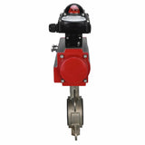 Wasserabsperrklappe Elephant 316l-viton-sa-apl210n, Gehäusematerial – Edelstahl AISI 316L, Scheibenmaterial – Edelstahl AISI 316L, Dichtung – VITON, pneumatischer Antrieb betätigt